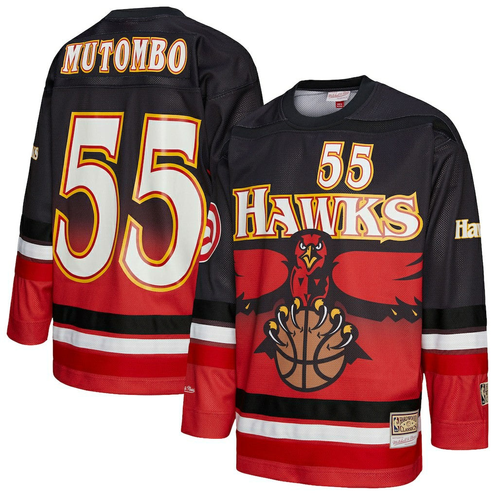Dikembe Mutombo Atlanta Hawks Unisex Maxxed Out Fashion Hockey Jersey - Red | NBA Jerseys
