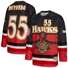 Mitchell & Ness - Dikembe Mutombo Atlanta Hawks Unisex Maxxed Out Fashion Hockey Jersey - Red