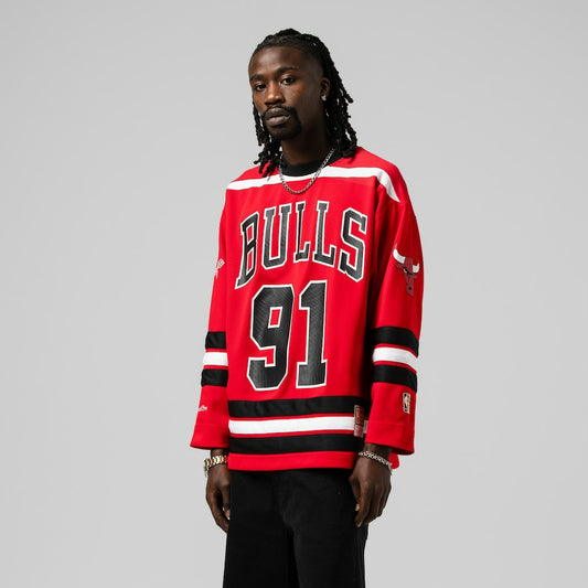 Dennis Rodman Chicago Bulls Unisex Maxxed Out Fashion Hockey Jersey sale - Red | NBA Jerseys