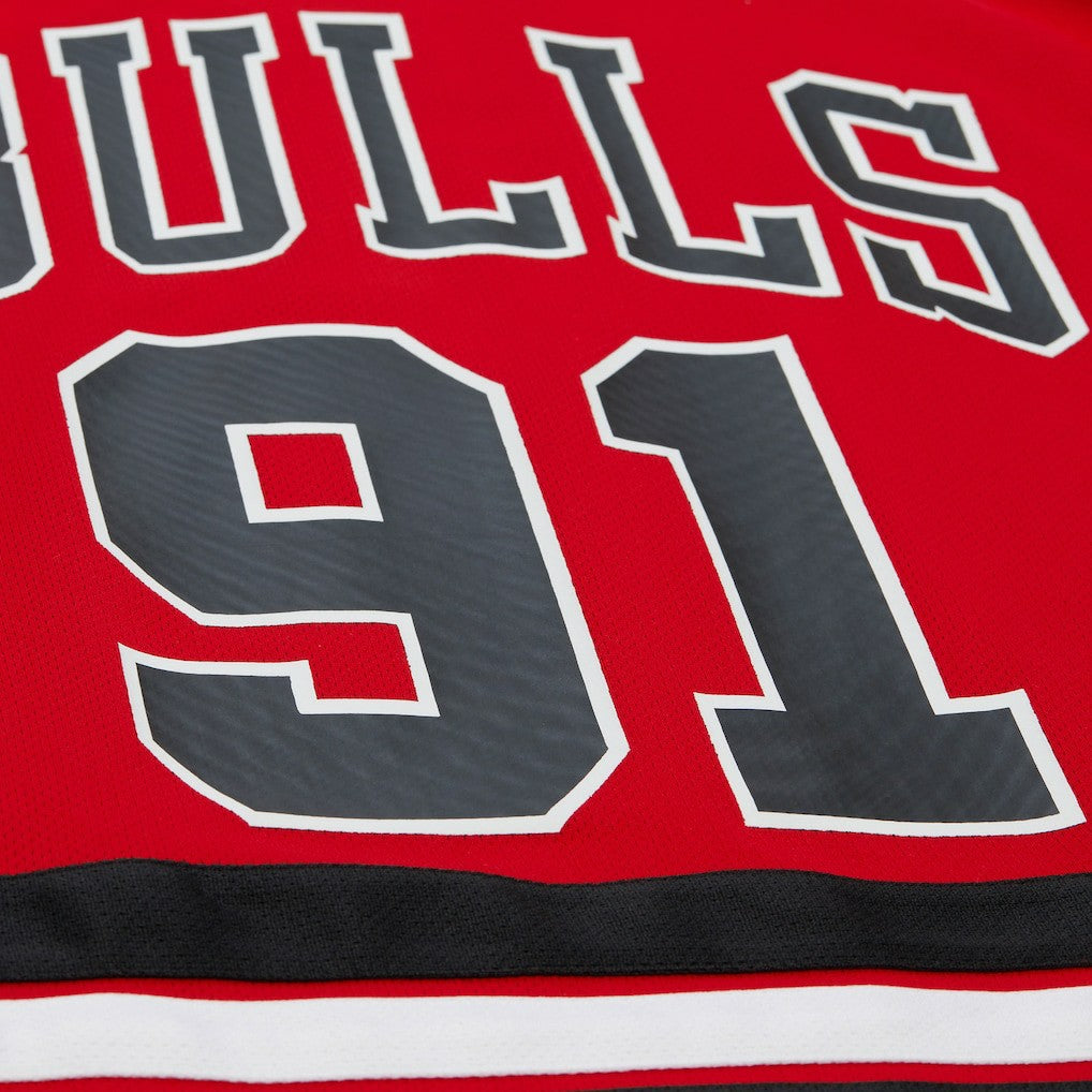 Mitchell & Ness - Dennis Rodman Chicago Bulls Unisex Maxxed Out Fashion Hockey Jersey - Red