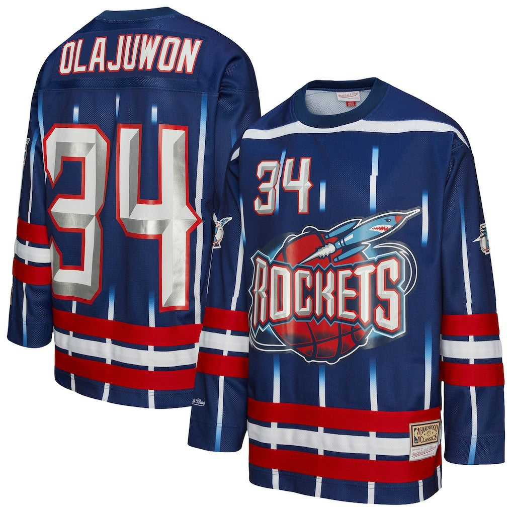 Hakeem Olajuwon Houston Rockets Unisex Maxxed Out Fashion Hockey Jersey - Navy | NBA Jerseys