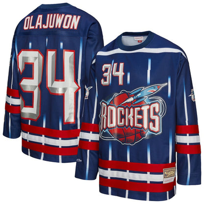 Hakeem Olajuwon Houston Rockets Unisex Maxxed Out Fashion Hockey Jersey - Navy | NBA Jerseys