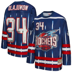 Mitchell & Ness - Hakeem Olajuwon Houston Rockets Unisex Maxxed Out Fashion Hockey Jersey - Navy