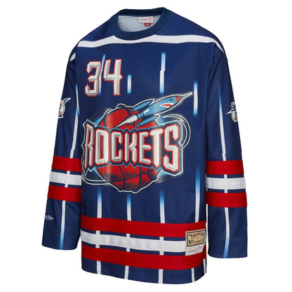 Hakeem Olajuwon Houston Rockets Unisex Maxxed Out Fashion Hockey Jersey - Navy | NBA Jerseys