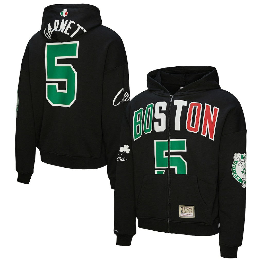 Mitchell & Ness - Kevin Garnett Boston Celtics Unisex Hardwood Classics Maxxed Out Full-Zip Hoodie - Black