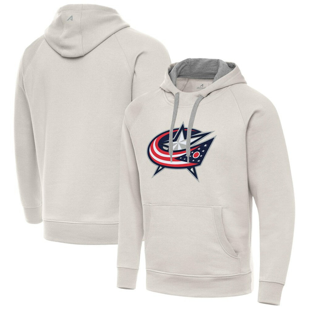 Columbus Blue Jackets - Antigua Big Logo Victory Pullover Hoodie Cream