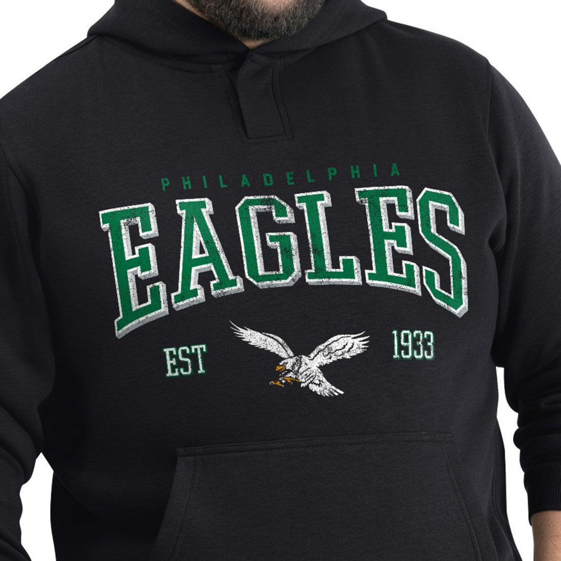 Philadelphia Eagles G-III Sports by Carl Banks Adaptive Team Spirit Graphic Fleece Pullover Hoodie Black - NFL