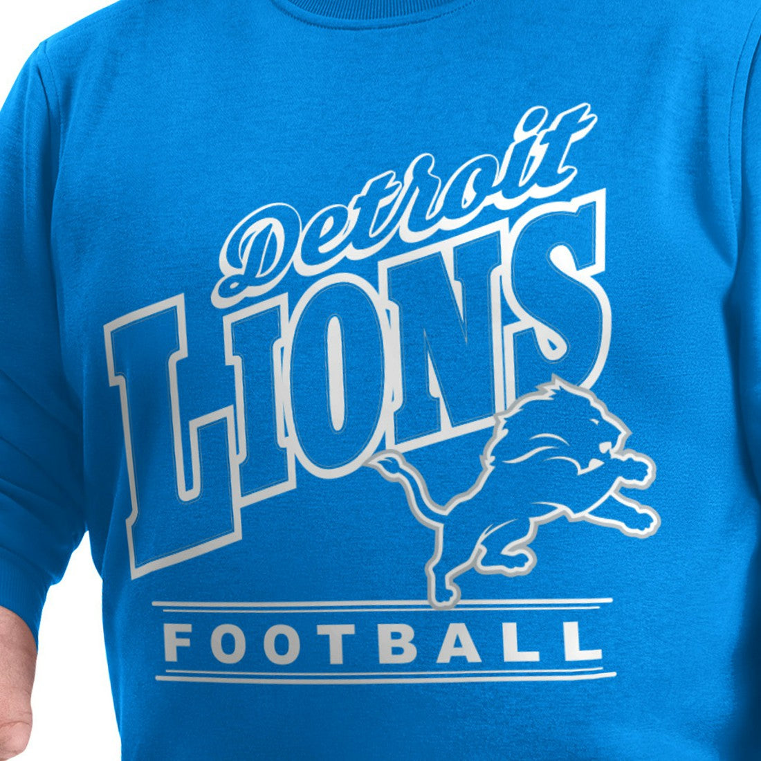 Detroit Lions G-III Sports by Carl Banks Adaptive Headliner Team Name Graphic Fleece Pullover Sweatshirt Blue - NFL