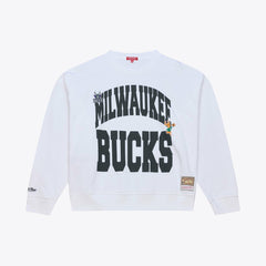 Mitchell & Ness - Milwaukee Bucks Women's Lightweight Block Letter Sweatshirt - White