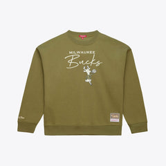 Mitchell & Ness - Milwaukee Bucks Women's Lightweight Script Sweatshirt - Olive