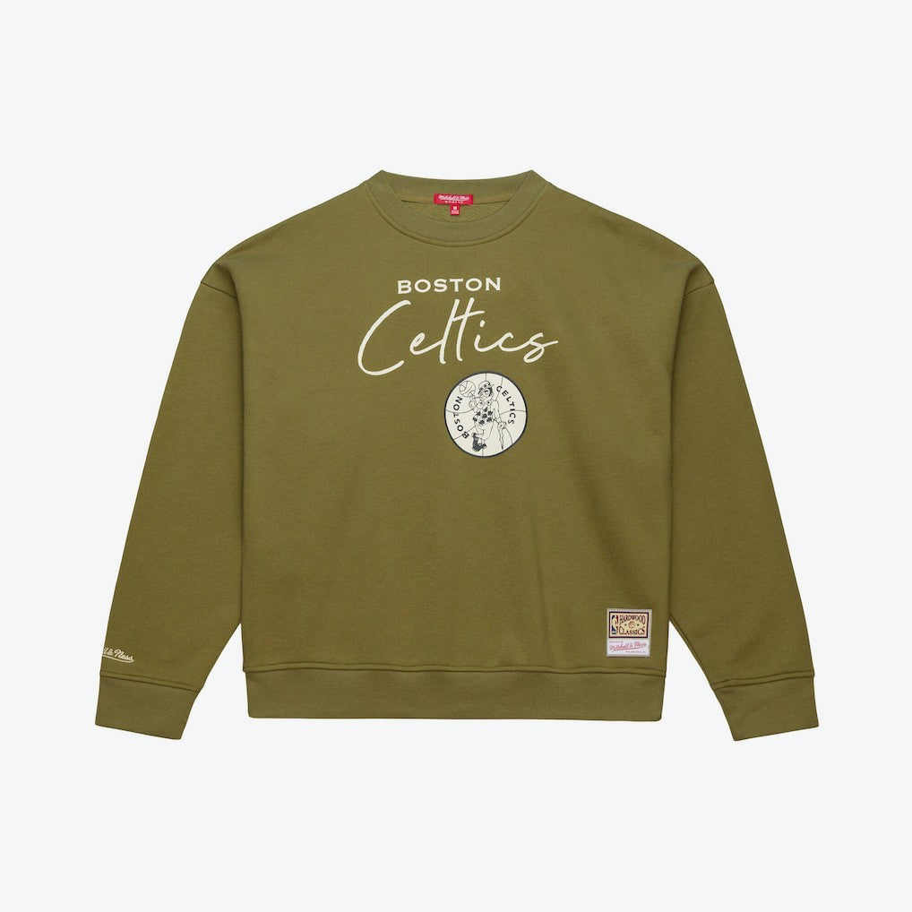 Mitchell & Ness - Boston Celtics Women's Lightweight Script Sweatshirt - Olive