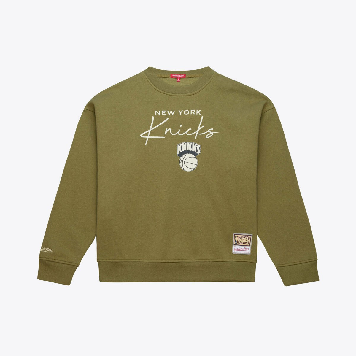 Mitchell & Ness - New York Knicks Women's Lightweight Script Sweatshirt - Olive