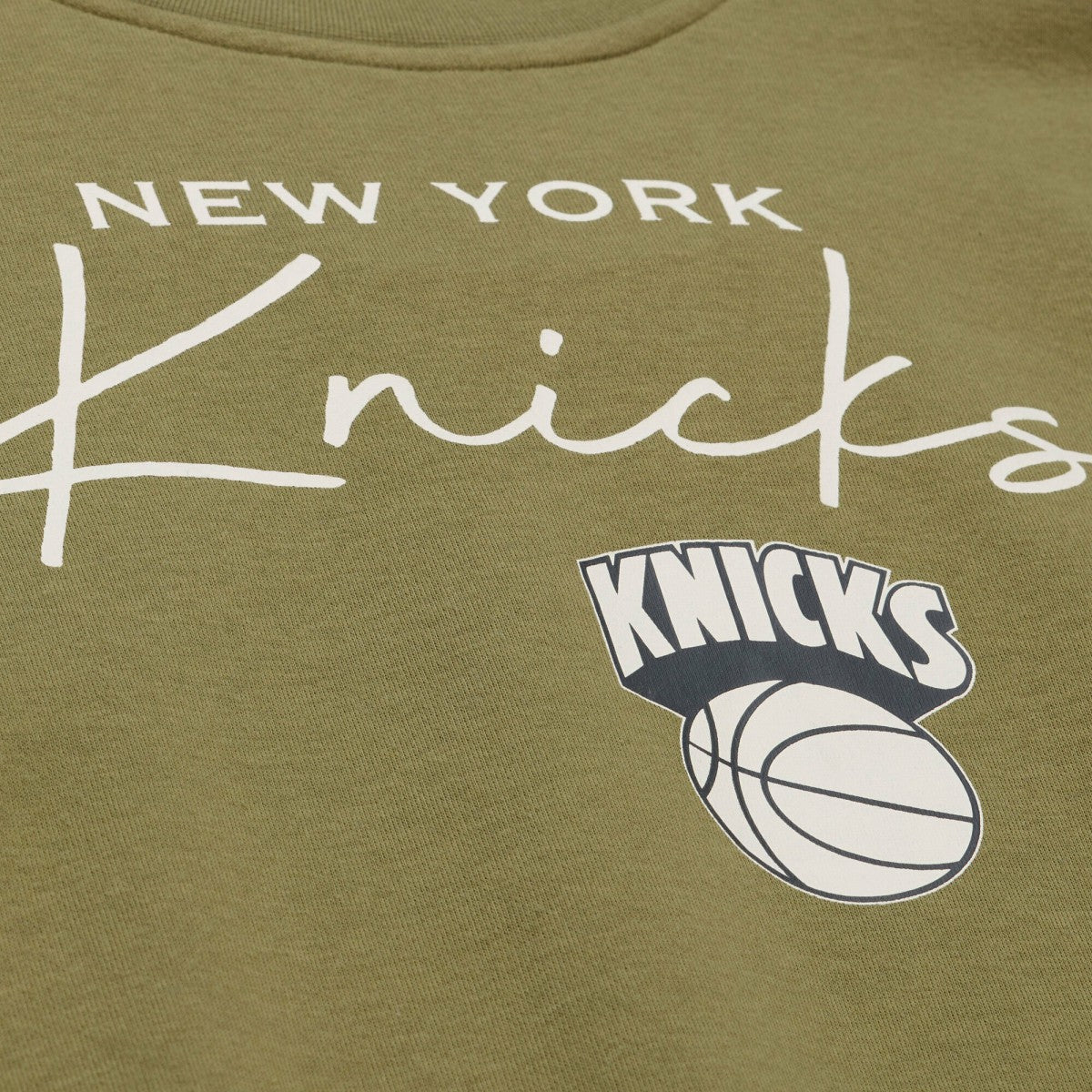 Mitchell & Ness - New York Knicks Women's Lightweight Script Sweatshirt - Olive