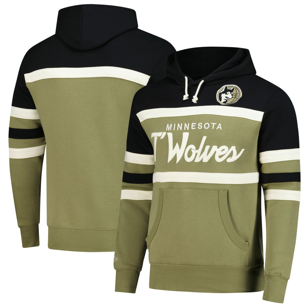 Mitchell & Ness - Minnesota Timberwolves Double Clutch Head Coach Hoodie - Olive/Black