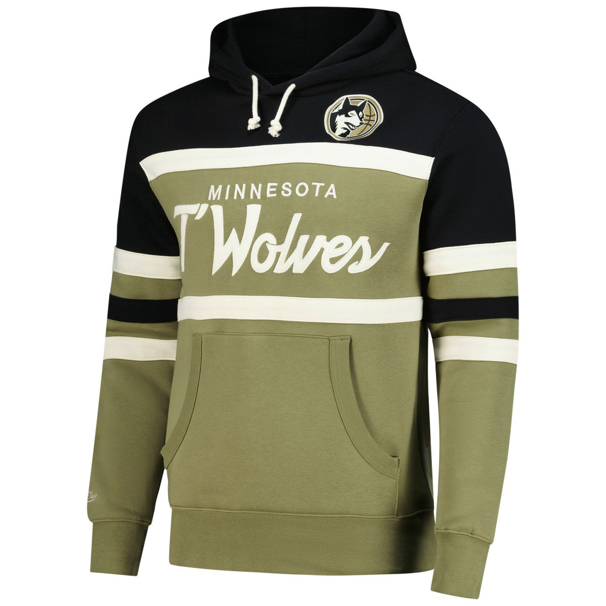 Mitchell & Ness - Minnesota Timberwolves Double Clutch Head Coach Hoodie - Olive/Black