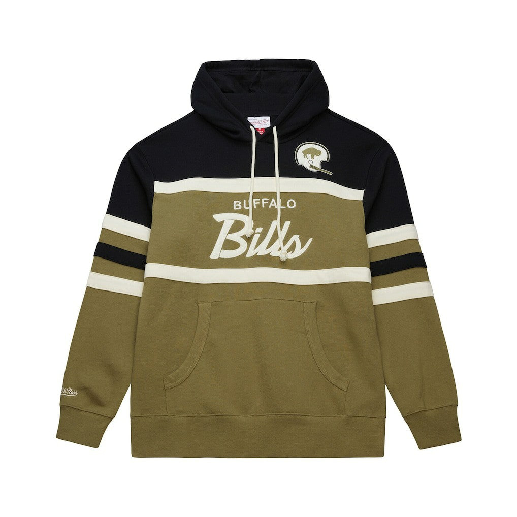 Buffalo Bills Vintage Logo Head Coach Hoodie Olive - Mitchell & Ness
