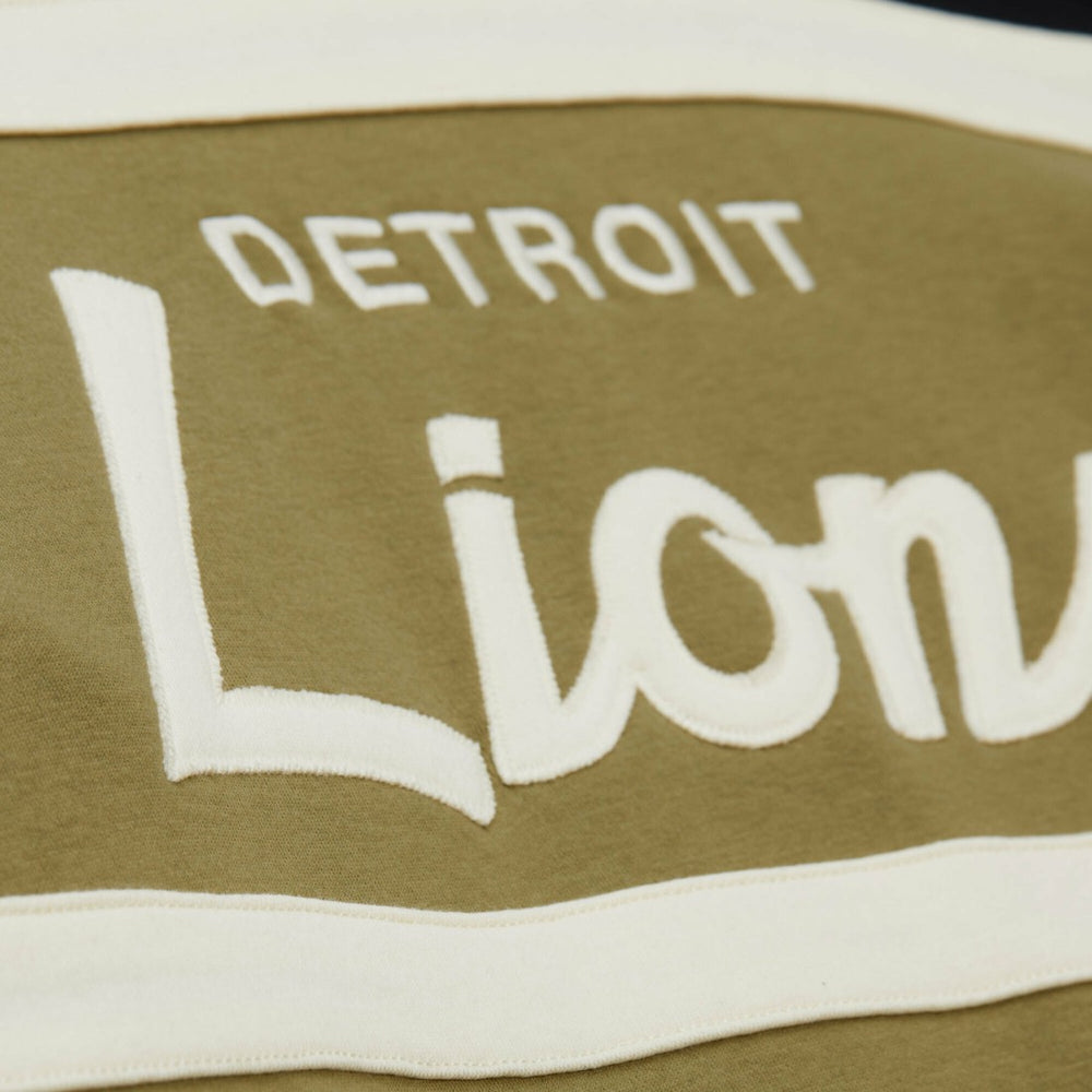 Detroit Lions Vintage Logo Head Coach Hoodie Olive - Mitchell & Ness