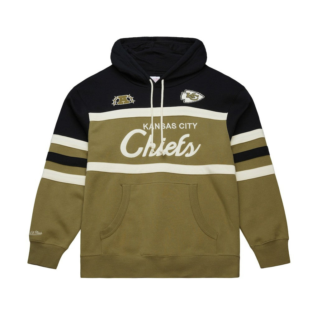 Kansas City Chiefs Vintage Logo Head Coach Hoodie Olive - Mitchell & Ness