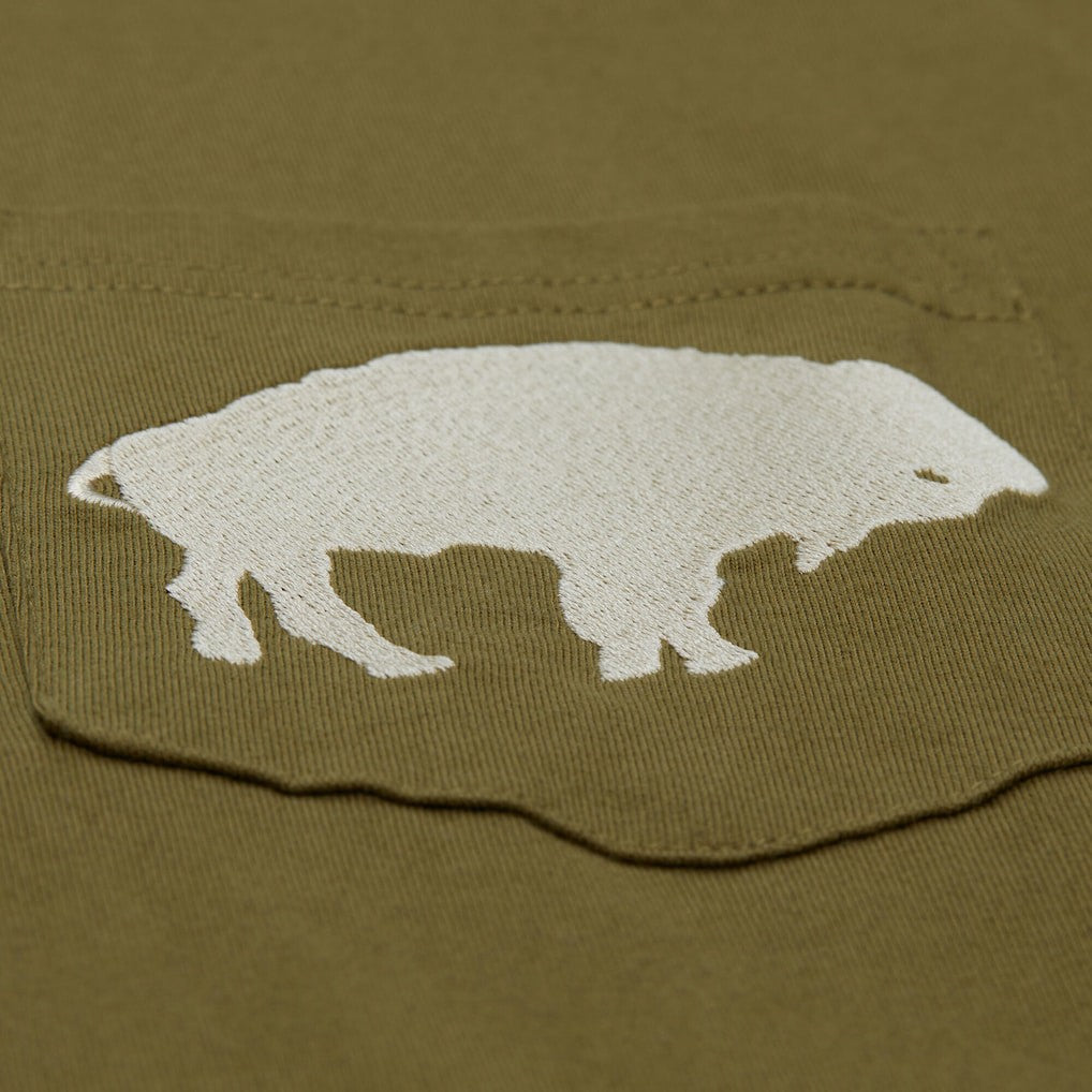 Buffalo Bills Vintage Logo Premium T-Shirt Olive - Mitchell & Ness