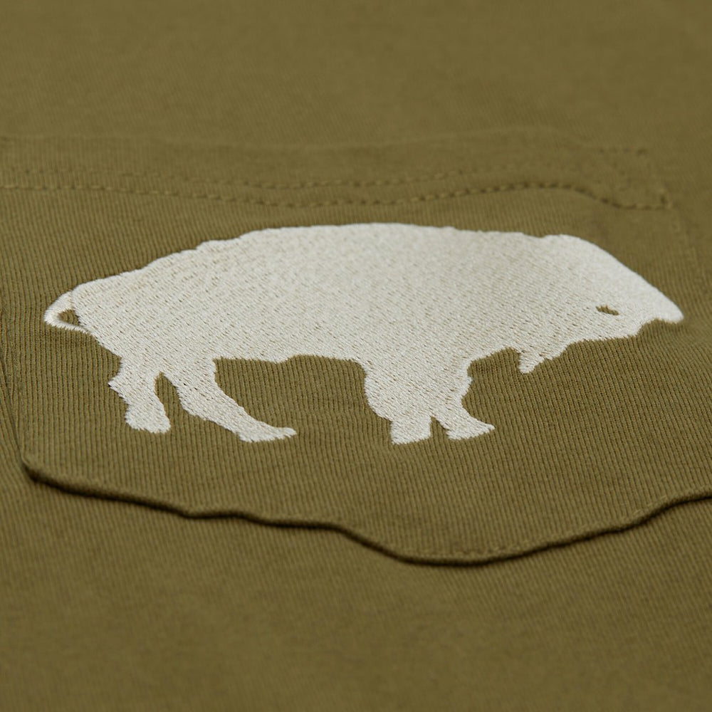 Buffalo Bills Vintage Logo Premium T-Shirt Olive - Mitchell & Ness