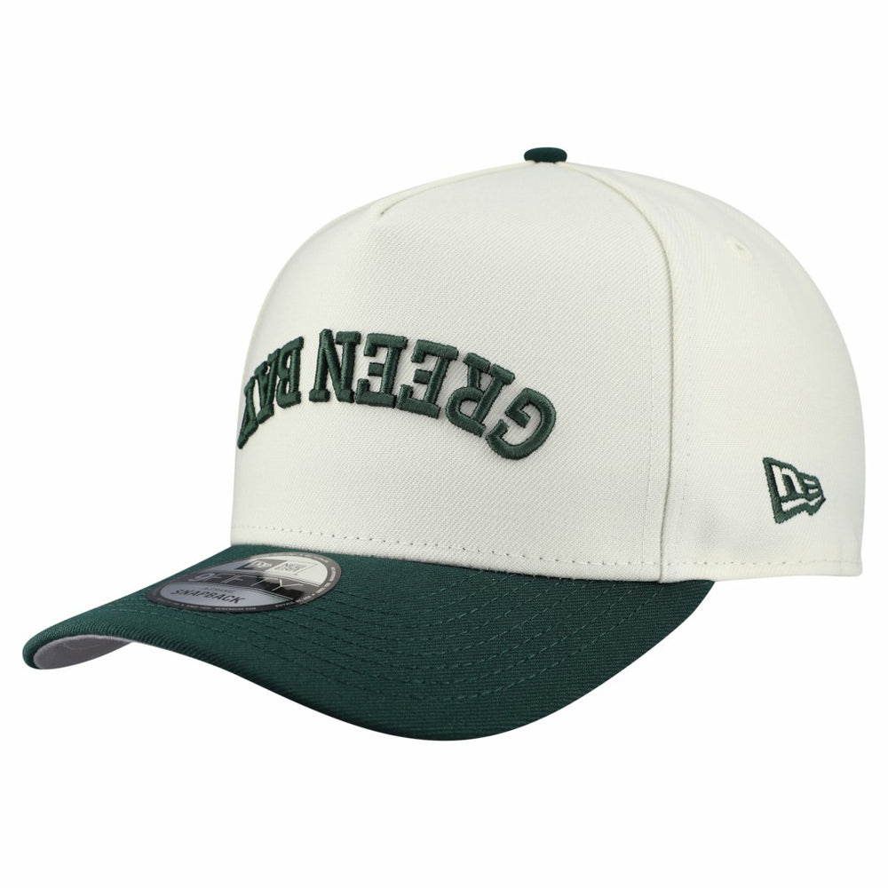 Green Bay Packers New Era Upside Down 9FIFTY A-Frame Snapback Hat Cream - NFL