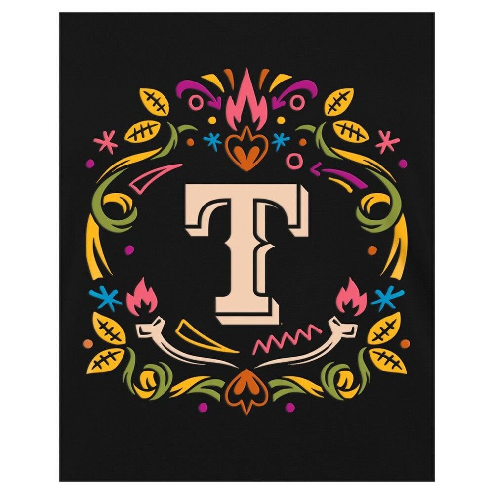 Texas Rangers New Era Women's Día de los Muertos V-Neck T-Shirt Lifestyle