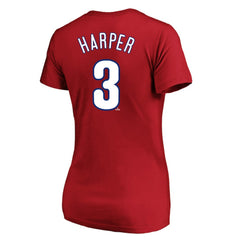 Bryce Harper Philadelphia Phillies Profile Women's Plus Size Name & Number V-Neck T-Shirt On Sale