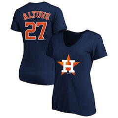 Jose Altuve Houston Astros Profile Women's Plus Size Name & Number V-Neck T-Shirt Sale