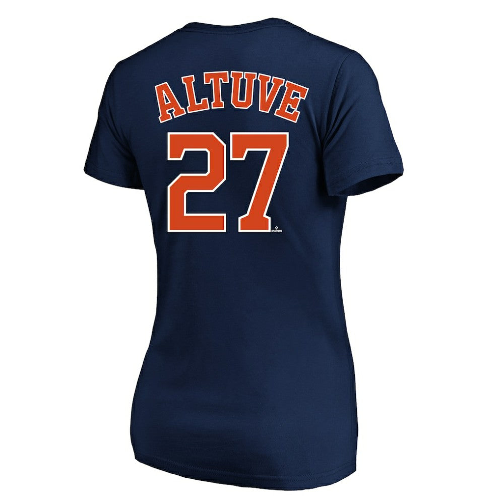 Jose Altuve Houston Astros Profile Women's Plus Size Name & Number V-Neck T-Shirt Sale