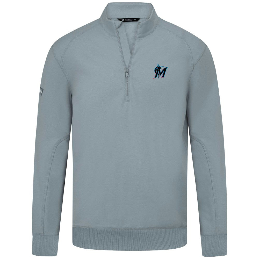 Miami Marlins Levelwear Upright Insignia Tri-Blend Quarter-Zip Pullover Online