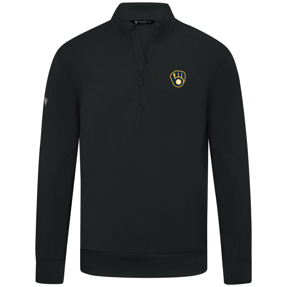 Milwaukee Brewers Levelwear Upright Insignia Tri-Blend Quarter-Zip Pullover On Sale