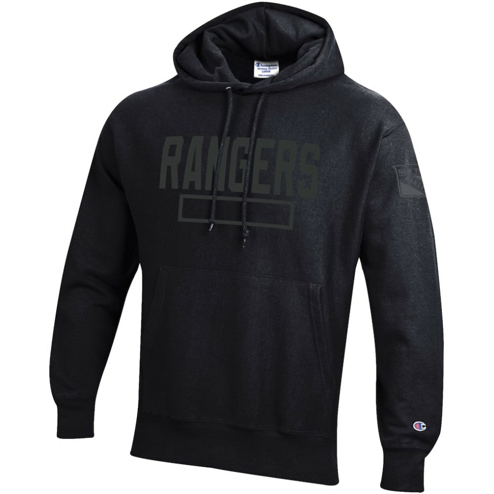 New York Rangers Champion Tonal Reverse Weave Fleece Hoodie Black