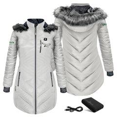 Philadelphia Eagles ActionHeat Women's 5V Battery Heated Long Puffer Full-Zip Hoodie Jacket White - NFL