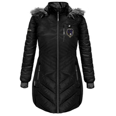 Baltimore Ravens ActionHeat Women's 5V Battery Heated Long Puffer Full-Zip Hoodie Jacket Black - NFL