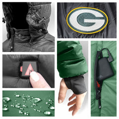 Green Bay Packers ActionHeat Women's 5V Battery Heated Insulated Puffer Full-Zip Jacket Green/Black - NFL