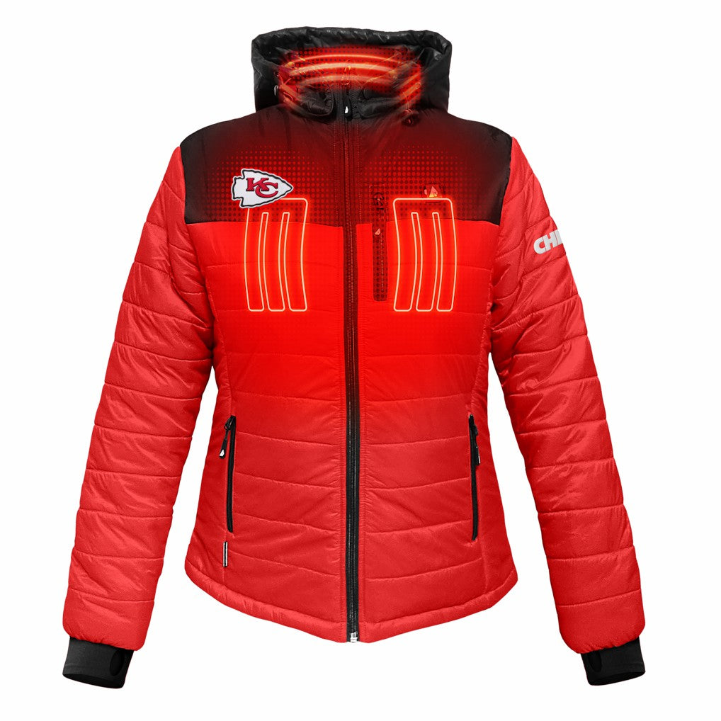 Kansas City Chiefs ActionHeat Women's 5V Battery Heated Insulated Puffer Full-Zip Jacket Red/Black - NFL