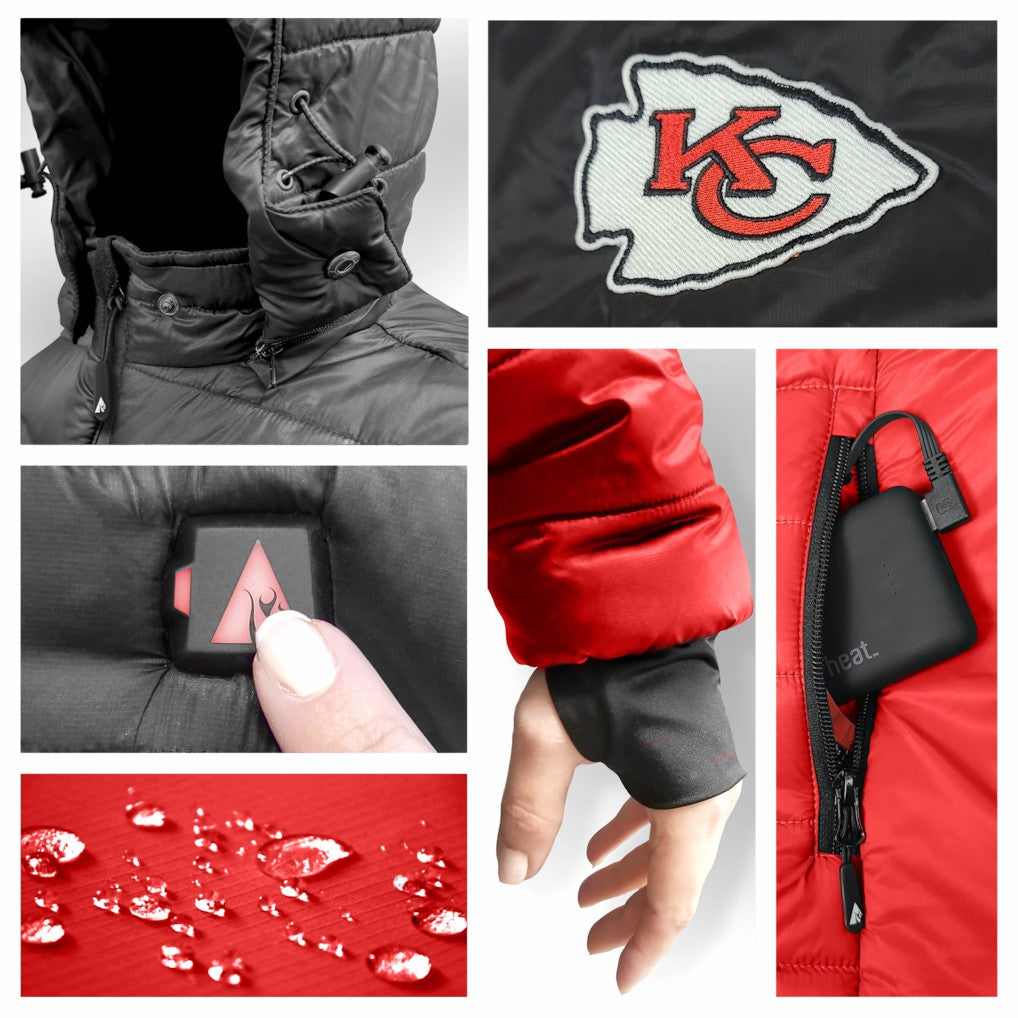 Kansas City Chiefs ActionHeat Women's 5V Battery Heated Insulated Puffer Full-Zip Jacket Red/Black - NFL