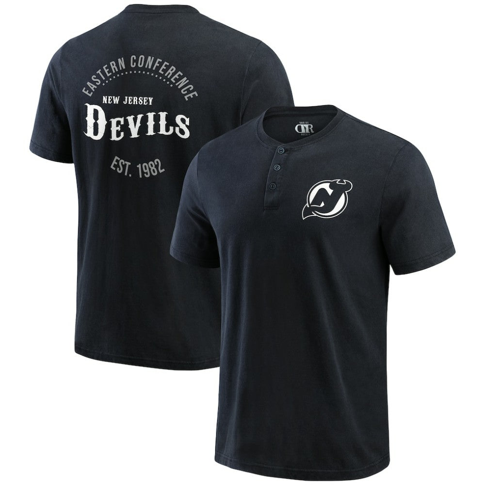 New Jersey Devils - Darius Rucker Collection by Fanatics Fanatics Fest Washed Henley T-Shirt Black