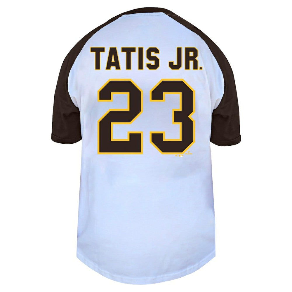 Fernando Tatis Jr. San Diego Padres Profile Women's Plus Size Name & Number Raglan Henley T-Shirt Near Me