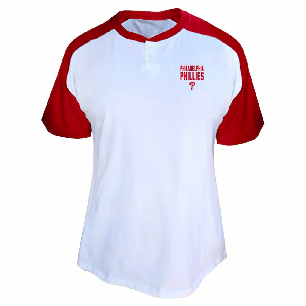 Bryce Harper Philadelphia Phillies Profile Women's Plus Size Name & Number Raglan Henley T-Shirt discount