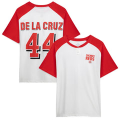 Elly De La Cruz Cincinnati Reds Profile Women's Plus Size Name & Number Raglan Henley T-Shirt Near Me