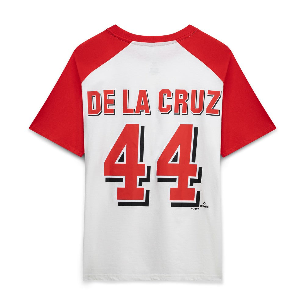 Elly De La Cruz Cincinnati Reds Profile Women's Plus Size Name & Number Raglan Henley T-Shirt Near Me