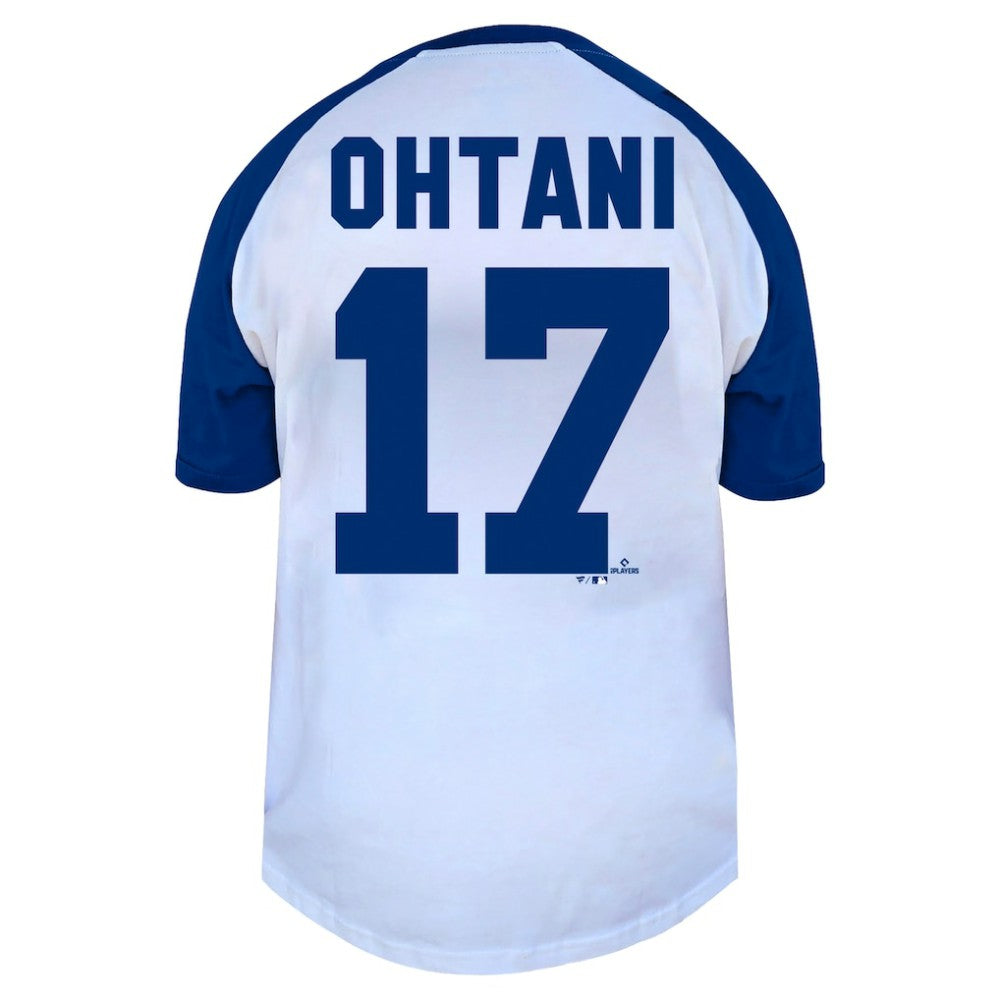Shohei Ohtani Los Angeles Dodgers Profile Women's Plus Size Name & Number Raglan Henley T-Shirt Lifestyle