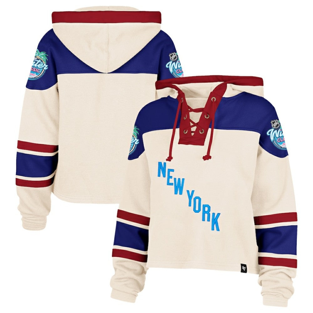 New York Rangers '47 Women's 2026 NHL Winter Classic Cropped Superior Lacer Hoodie Cream