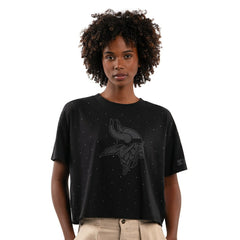 Minnesota Vikings Starter Women's Rhinestone Sprinkle Boxy Cropped T-Shirt Black - NFL