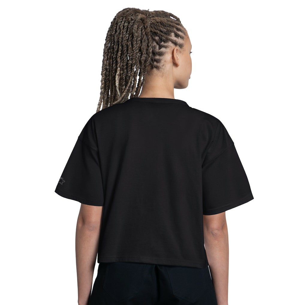 Carolina Panthers Starter Women's Rhinestone Sprinkle Boxy Cropped T-Shirt Black - NFL