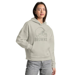 Cleveland Browns Starter Women's Rhinestone Relaxed Hoodie Khaki - NFL
