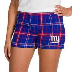 New York Giants Concepts Sport Women's Ultimate Flannel Shorts Royal/Red - NFL