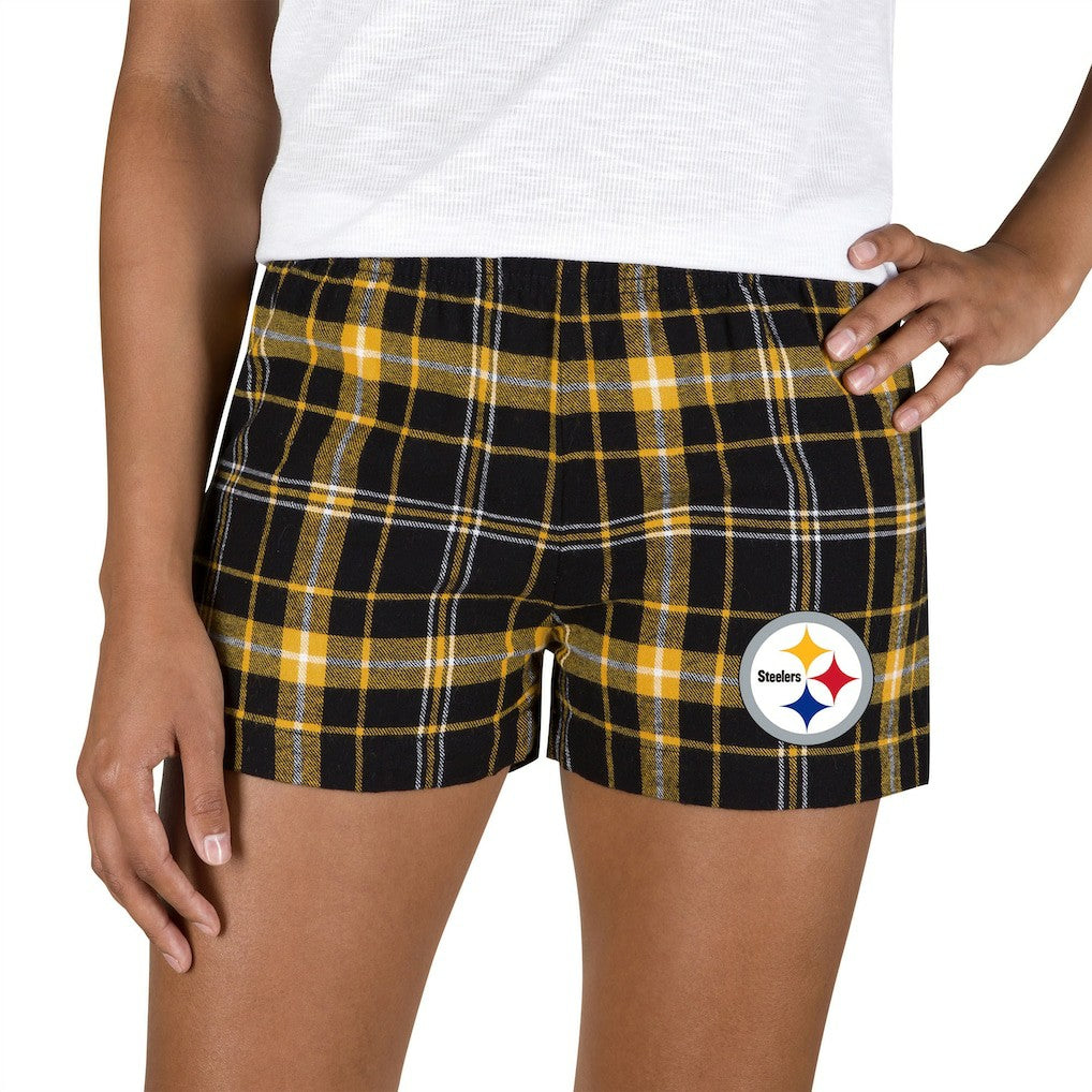 Pittsburgh Steelers Concepts Sport Women's Ultimate Flannel Shorts Black/Gold - NFL