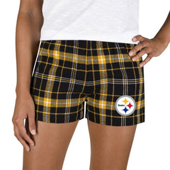 Pittsburgh Steelers Concepts Sport Women's Ultimate Flannel Shorts Black/Gold - NFL